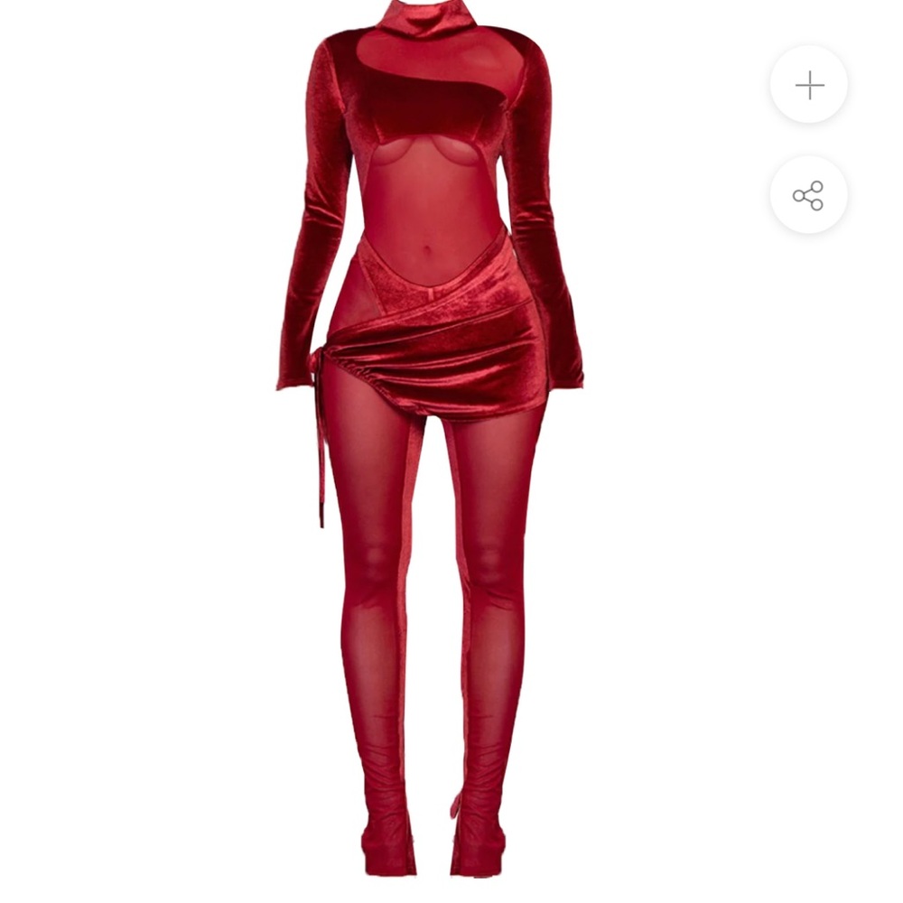 Red velvet jumpsuit